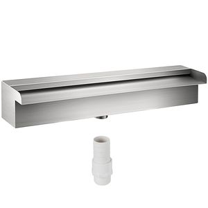 Fontana a Cascata Rettangolare da Giardino in Acciaio Inox con Connettore per Tubo 17.7 Pollici - Product Image 1