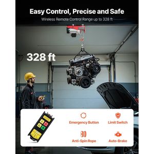 รอกไฟฟ้า 1150W 110V สำหรับลวดเหล็ก  กำลังยก 1320 ปอนด์ สายเคเบิลเดี่ยว 40 ฟุต พร้อมรีโมทไร้สาย - Product Image 2