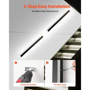 Applique da Esterno Moderne a Striscia Lunga 99,9 cm, 2 Pezzi, 2700K-6000K, Impermeabili IP65, Lampade da Parete Anti-Intemperie - Product Image 5