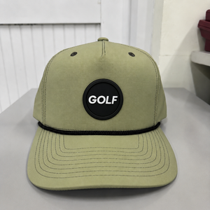 Casquette 5 panneaux avec impression en caoutchouc personnalisée, casquettes de golf réglables avec cordon, style streetwear unisexe, chapeau de golf décontracté, broderie de logo personnalisée OEM - Product Image 1
