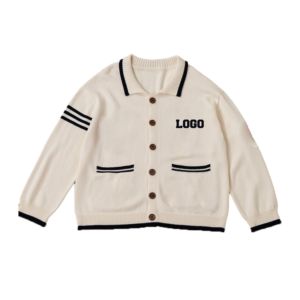 Custom Vintage Style Men's Cream White Knitted Polo <b>Cardigan</b> <b>Sweater</b> Lapel Collar Button Down Long Sleeve College Varsity Casual - Product Image 1