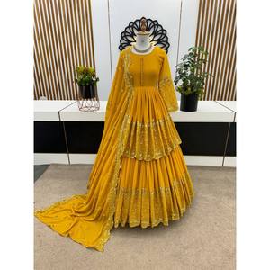 Hermosa ropa de fiesta XL tamaño superior Lehenga y Dupatta con trabajo de secuencia de bordado - Product Image 4