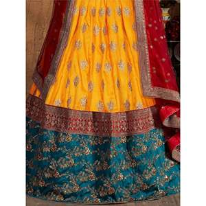 Plus Size Ball Gown <b>Wedding</b> Lehenga Choli with Embroidered Silk Ruffles Pearls and Lace - Product Image 2