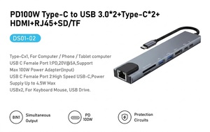 Hub USB-C multiport, station <span class=keywords><strong>d</strong></span>'accueil HDMI, adaptateur audio-vidéo Type C vers prise jack 3,5 mm pour ordinateur portable et téléphone - Product Image 2