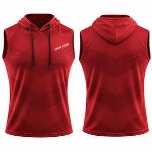 Custom <b>Men</b>’s Hooded Running Tank Top Sleeveless Lightweight Breathable Quick Dry Athletic Training <b>Vest</b> OEM Private Label <b>Sports</b> - Product Image 1
