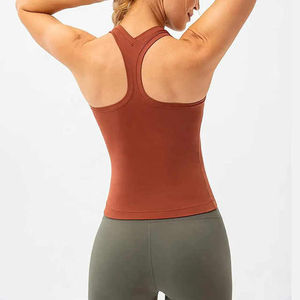 Women's Rust Solid Color Crop Tank Top Sleeveless Crew Neck Breathable Spandex Polyester Leisure Wear Regular Fit All Seasons - Product Image 2
