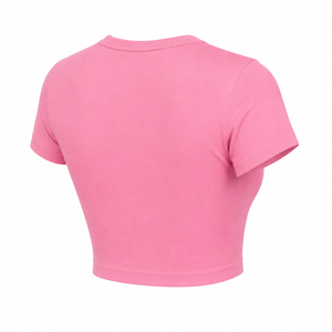 Camiseta Corta para Mujer, Cuello Redondo, Ecológica, 100% Algodón Jersey, Corte Ajustado, Estilo Minimalista, Blusa Informal de Verano para Hacer Ejercicio - Product Image 5