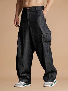 Jeans de Mezclilla para Hombre Abdul Royal World Export, Ecológicos, de Algodón, Corte Holgado, Azul Negro, Elásticos, Cintura Media, Pierna Ancha, Desgastados, Casuales - Product Image 3