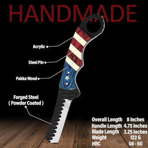 Couteau de cowboy artisanal, couteau à tailler le bétail en acier forgé à la main avec étui en cuir noir, qualité industrielle OEM/ODM - Product Image 3