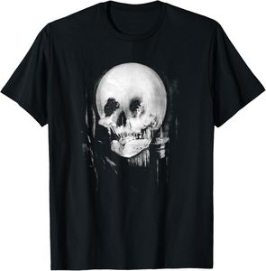 T-shirt décontracté d'été pour homme avec motif tête de mort, tricoté, à manches courtes, coupe ajustée, de créateur - Product Image 3