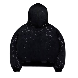 Sweat à capuche zippé unisexe surdimensionné en molleton noir avec strass, imprimé personnalisé, écologique, streetwear, poids lourd, 100% coton, prix abordable - Product Image 5