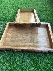 Handmade Live Edge Wood Tray Natural Bark Edge Serving <b>Platter</b> Wabi Sabi Style for Home Decor Coffee Table Display B2b supply - Product Image 6