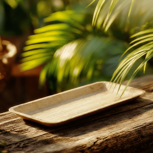 Assiettes rectangulaires écologiques en feuilles de palmier biodégradables pour sushis et service, idéales pour mariages, fêtes et plats à emporter - Product Image 5