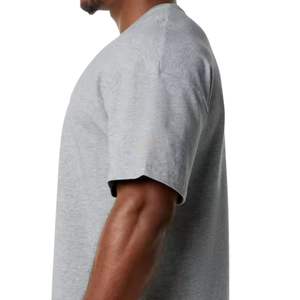 T-shirt pour homme gris clair à épaules tombantes, coupe ample et carrée, en mélange de coton, fabrication sur mesure - Product Image 6