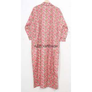 Enveloppez-vous de douceur : Kimono 100 % coton respirant pour une retraite relaxante, col en V, design simple, imprimé floral, tenue décontractée - Product Image 4