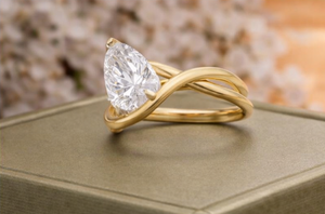 14K Gold Marquise Cut Diamond Toi Et Moi Bypass Engagement Ring <b>Wrap</b> Infinity Design Modern Minimalist Party Men's Jewelry - Product Image 3