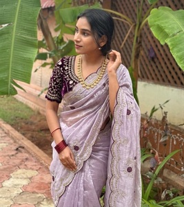Indian Traditional Designer Satin Silk <b>Saree</b> Embroidery Sequins Work for Women Wedding Party Wear <b>Stitched</b> Blouse Recycled - Product Image 1