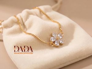 Hermosa Pulsera de Flores con Diamantes Cultivados en Laboratorio para Mujer, Pulsera de Cadena con Diamantes Eticos Certificados, Lujo para el Día a Día - Product Image 4