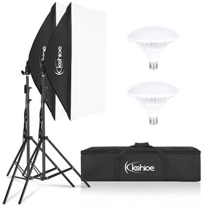 Kshioe Kit di Illuminazione Softbox a Risparmio Energetico 20'' X 27'' con Luminosità Istantanea, Attrezzatura Fotografica da Studio con Attacco E27 5500K - Product Image 1