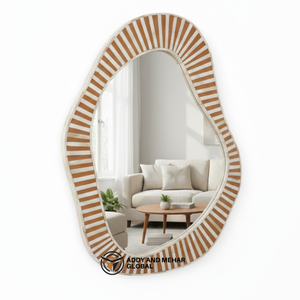 Espejo de Pared Cuadrado Art Deco de MDF Hecho a Mano con Rayas Irregulares, Espejo de Pared Decorativo Moderno y Ecológico para Bodas - Product Image 2