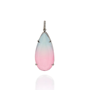 Water Drop <b>Opal</b> Pendant <b>Necklace</b> Silver Plated Stainless Steel Claw Setting Romantic Unisex Everyday Wearing - Product Image 1