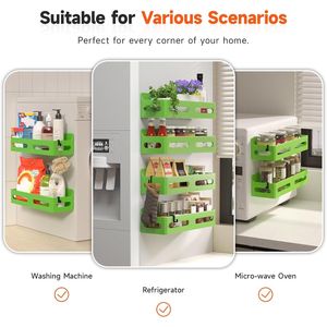 4 Pack Strong Magnetic Spice Rack for Refrigerator Multipurpose 4-Hook <b>Shelf</b> Organizer for <b>Kitchen</b> & Bathroom - Product Image 3