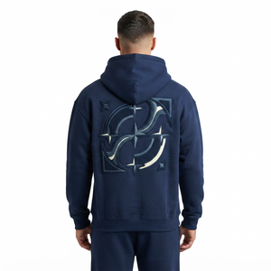 Heavyweight 420GSM 100% Cotton <b>Fleece</b> <b>Oversized</b> Chenille Embroidery Anti-Pilling Pocket Boxy Fit Luxury Streetwear <b>Men</b> <b>Hoodie</b> - Product Image 2