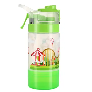 Wholesale Cylindrical Straight plastic water bottles for kids and children 350ml mist and drink and storage