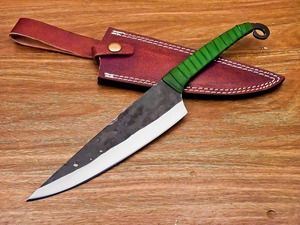 Cuchillo de Caza con Mango Verde, Hoja de Punta de Lanza, Borde Recto, Acero al Carbono de 0.6 mm de Grosor, Grado DIY - Product Image 3