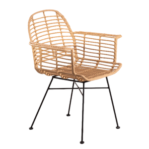 Silla de Jardín Contemporánea de Ratán con Patas de Metal, Muebles de Exterior, Diseño Duradero, Estilo de Pata Cónica - Product Image 3