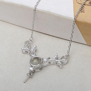 Collar con Colgante de Asta de Ciervo de Plata S925, Hecho a Mano, DIY, 7-14, Collar con Sello de Amor, Colgantes de Moda - Product Image 4