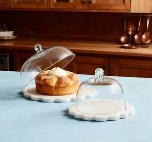 Round Glass <b>Cake</b> <b>Dome</b> Set with Marble Base Reusable Serving Tray for Desserts - Product Image 4