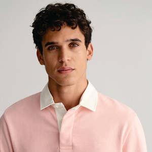 <b>Men's</b> <b>Pink</b> <b>Long</b> <b>Sleeve</b> Polo <b>Shirt</b> Cotton Poplin Casual Button Down Collar Spring Wear - Product Image 4