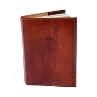 Journal en cuir véritable fait main avec statue de la Liberté en relief, finition antique, rechargeable, pour écrire, dessiner, offrir en cadeau