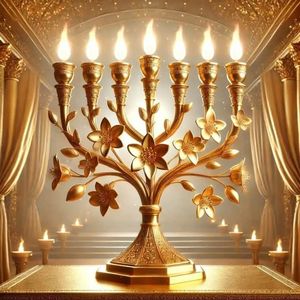 Candelabros Decorativos Menorah de Primera Calidad, Adorno Religioso para Festividades, Elegante Decoración para Mesa del Hogar, Opción de Regalo - Product Image 4