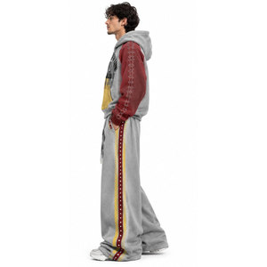 Nouvel Arrivage Ensemble de Survêtement Homme Lourd Imprimé Uni Gris Rouge Jaune à Capuche Coupe Droite Longueur Entière Style Streetwear - Product Image 3