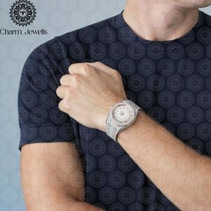 Montre de luxe pour homme Charm Jewells en acier inoxydable, boîtier de 40 mm, accents de diamants, mouvement mécanique analogique, date automatique, bouton poussoir - Product Image 3