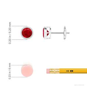 ต่างหูทองคำแท้ 14k ประดับทับทิมสีแดงทรงกลมแบบฝังขอบ ดีไซน์เรียบหรู เหมาะเป็นของขวัญสำหรับผู้หญิง - Product Image 2