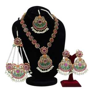 Elegant Pearl Gold Plated Fashion Jewelry Sets Necklace Earring Ring Luxury Bridal Party Wear Collection For Women Long Wedding - Product Image 1