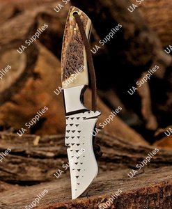Cuchillo de caza y camping de hoja fija de 7 pulgadas de alta calidad, hecho a mano, con punta de clip y mango de cuerno de ciervo, para exteriores. - Product Image 2