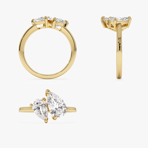 Anillo de compromiso de oro macizo de 18 quilates con diamante talla pera para mujer, cultivado en laboratorio, certificado IGI, estilo clásico - Product Image 2