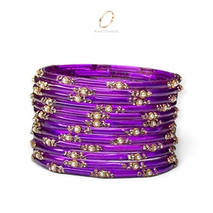 Nouveauté 2026 – Bracelets en verre violet goutte de pluie style cachemire, lot de 12, pour femmes, bijoux indiens de mariée, au prix le plus bas - Product Image 2