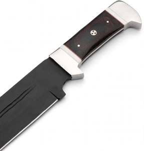 Couteau utilitaire à lame fixe en acier à haute teneur en carbone personnalisé avec finition noire décolorée et manche en bois - DIY OEM - Product Image 3