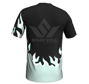 Maillot de football personnalisé pour homme, noir et vert lime, imprimé étoiles blanches, manches courtes, col rond, polyester anti-humidité, uniforme d'équipe - Product Image 2