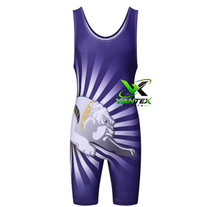 Vantex Sports Red Tiger Face Sublimation <b>Wrestling</b> Singlet Adult Quick Dry Unisex Spandex 200g - Product Image 3