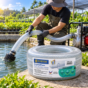 Manguera de Succión de PVC Transparente KARYON CrystalFlow de 50 mm x 20 m, Manguera de Transferencia de Drenaje Reforzada para Bombas de Agua, para Compradores de EE. UU. y Asia - Product Image 1