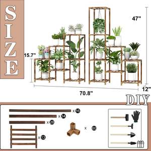 Support d'angle pour plantes d'intérieur et d'extérieur, grande étagère à plusieurs niveaux avec espace pour suspendre des pots de fleurs, pour balcon - Product Image 6
