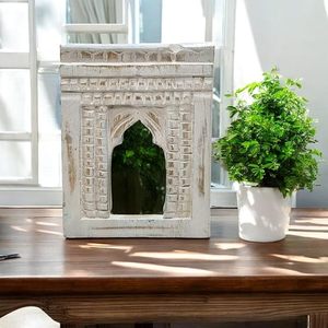 Vintage Wooden Vertical Mirror <b>Frame</b> Handcrafted Distressed Green Finish <b>Wall</b> Hanging Living Room Decor - Product Image 5