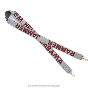 Delta Sigma Theta Multicolor Beaded Sorority <b>Strap</b> Custom Handmade Embroidery Vintage Cotton Bag Hanger <b>Adjustable</b> Shoulder - Product Image 3