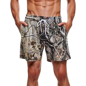 Pantalones Cortos Deportivos Casuales para Hombre, con Cordón, 100% Poliéster, Lona de 160g, Tejido Antiviento, Cintura Media, Bolsillos con Impresión Digital, Transpirables - Product Image 1